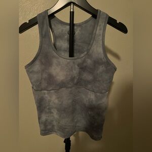 EUC Bucked Up Women's Gray Tie-Dye Racerback Seamless Tank Top Gym size Medium